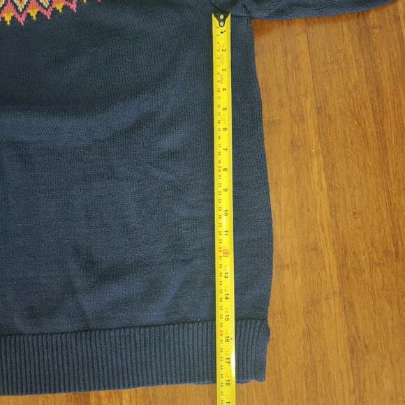 Old Navy Women 3X Plus Sweater Navy Blue Pullover Multicolor Crew Neck Fair Isle - Picture 6 of 7